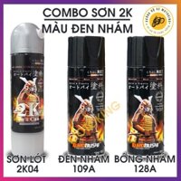 Combo sơn samurai đen nhám 2K cao cấp 2k04 - 109A - 128A chuẩn quy trình độ bền cao cho sơn xe máy, ô tô