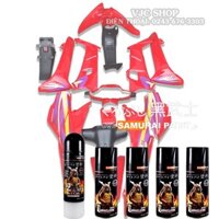 Combo sơn Samurai dùng để sơn ra dàn áo xe Wave Alpha màu đỏ Samurai