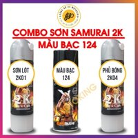 Combo sơn Samurai màu Bạc 124 loại 2K chuẩn quy trình độ bền 5 năm 2K04 - 124 - 2K01