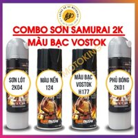 Combo Sơn Samurai màu bạc Vostok H177 loại 2K chuẩn quy trình độ bền 5 năm gồm 4 chai 2K04 - 124 - H177 - 2K01