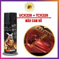 Combo sơn samurai màu cam đỏ UC + TCK228 dòng sơn xịt màu 2 lớp chuyên dụng cho sơn xe máy, ô tô ***