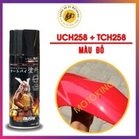 Combo sơn samurai màu đỏ UC + TCH258 - dòng sơn xịt màu 2 lớp chuyên dụng cho sơn xe máy, ô tô
