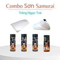 Combo Sơn Samurai màu trắng ngọc trai H196 gồm 4 chai (Uch210-102-H196-K1k) Có Ánh Kim Lấp Lánh