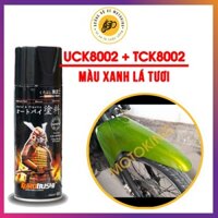 Combo sơn samurai màu xanh lá tươi UC + TCK8002 - dòng sơn xịt màu 2 lớp chuyên dụng dành cho sơn xe máy, ô tô