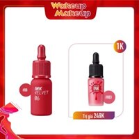 Combo Son Tint Hiệu Ứng Nhung Mịn PERIPERA INK VELVET #6 PURDY RED