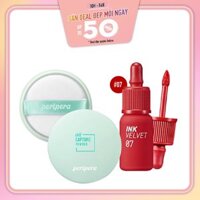 Combo Son Tint Hiệu Ứng Nhung Mịn PERIPERA INK VELVET #7 GIRLISH RED
