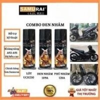 Combo Sơn Xịt Samurai Màu Đen Nhám 109a Chuẩn Quy Trình Độ Bền Màu Cao (Uch210 - 109a - 128a)