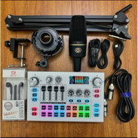 combo soundcard X7 , mic 48V Q6 kèm tai nghe và kẹp mic