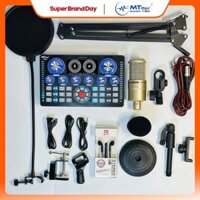 COMBO SoundCard X7Pro - Micro Thu Âm AT100  Livestream Chuyên Nghiệp Tại Nhà Giá Rẻ Tặng Kèm Tai Nghe BYZ + Gậy MT01