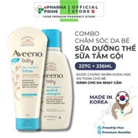 [COMBO] Sữa Dưỡng Ẩm Aveeno Baby Daily Moisture, Sữa Tắm Gội Aveeno Baby Moisture Wash & Shampoo Nuôi Khoẻ Làn Da Bé