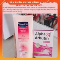 Combo Sữa Dưỡng Thể Vaseline Perfect Serum 10X Tuýp 320ml và Viên kích trắng Alpha Arbutin 3 Plus+ Thái Lan