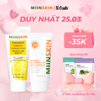 Combo sữa rửa mặt chiết xuất chanh 100ml và kem chống nắng vật lý 70ml MIINSKIN