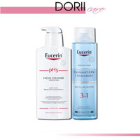 Combo Sữa rửa mặt cho da nhạy cảm Eucerin pH5 Facial Cleanser 400ml & Nước Tẩy Trang Dermatoclean Hyaluron 3In1 400ML