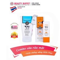 Combo Sữa rửa mặt con bò 100ml và Kem chống nắng da mặt Scentio Milk Plus 30g