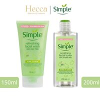 Combo Sữa Rửa Mặt Simple 150ml + Nước Hoa Hồng Simple Kind To Skin Soothing Facial Toner (200ml)