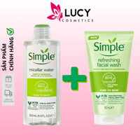 Combo Sữa Rửa Mặt Simple 150ml + Nước Tẩy Trang Simple 200ml, 400ml Dành Cho Da Nhạy Cảm