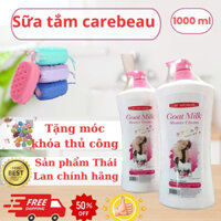 (Combo sữa tắm dê, bông tắm)1000ml,Carebeau Goat Milk Shower Cream,dưỡng ẩm tự nhiên, cung cấp độ ẩm
