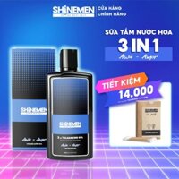 Combo Sữa tắm gội và Rửa mặt 3 in 1 SHINEMEN cho nam, hương nước hoa AWA-AMOR & Tăm bông thân gỗ