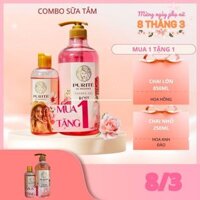 Combo sữa tắm Purte Hoa Hồng, Hoa Anh Đào & Lily 850ml + sữa tắm Purite 250ml