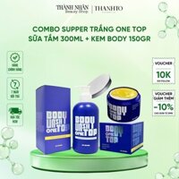 Combo Sữa Tắm Tẩy Da Chết Body One Top 300ml và Kem Body Dưỡng Trắng One Top 160gr, Thanh To Cosmetic