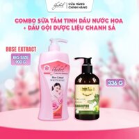 COMBO SỮA TẮM TINH CHẤT HOA HỒNG THEBOL + DẦU GỘI 20 DƯỢC LIỆU HỮU CƠ SẢ CHANH NGĂN RỤNG GIẢM GÃY RỤNG TỪ CHÂN TÓC 336G