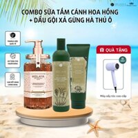 Combo Sữa tắm trắng da hương nước hoa và Dầu gội xả gừng hà thủ ô Weilaiya tặng máy sấy cao cấp