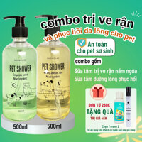 Combo sữa tắm trị ve rận và phục hồi lông Beoncare, 2 chai 500ml tắm xen kẽ để đạt hiệu quả tốt nhất