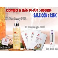 COMBO SỮA TẮM Ủ TRẮNG DA + NẠ GẠO + KEM SỮA + SON THẠCH