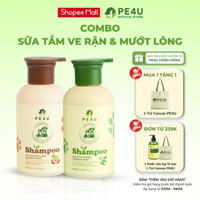 Combo Sữa Tắm Ve Rận Và Ngăn Rụng Mướt Lông PE4U Cho Chó Mèo Giúp Loại Bỏ Ve Rân, Dưỡng Lông 250mlx2