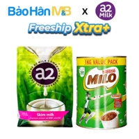 Combo Sữa tươi A2 Tách Kem Úc dạng bột gói 1kg + MiLo Úc hộp 1 kg - Phát triển chiều cao