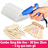 Combo Súng Bắn Keo + 30 Keo nến 25cm + 1kg que kem gỗ [Thanh Mai Shop]
