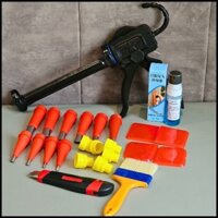 COMBO Súng Bắn Keo Silicone Kim Loại Siêu Nhẹ Siêu Bền, Dụng Cụ Bơm Keo Silicon,  Súng Bắn Silicon