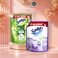 [Combo] Sunlight Nước rửa chén Bio-care Matcha Trà Nhật Túi 3.3kg + Nước lau sàn Cao Cấp Lavender Túi 3.6kg