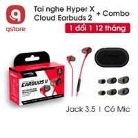 Combo Tai Nghe Gaming Hyper X Cloud Earbuds 2 Và Jack Chuyển Đổi Cho Điện Thoại, BH 12 tháng