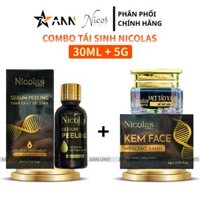 Combo Tái Sinh Nicolas – Serum Peeling 30ml & Kem Face Men Tảo Xanh Collagen 5g Chính Hãng