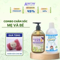[COMBO] Tắm Gội Mẹ Và Bé - Dầu gội AWOW MOM & Nước tắm gội AWOW BABY - Dược Liệu An Toàn Lành Tính