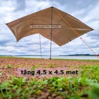 combo Tấm tăng tarp 4.5 x 4.5met kèm 2 cây trụ chống và cọc dây khoá