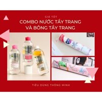 {Combo tặng bống tẩy trang} Nước tẩy trang Garnier + Bông tẩy trang siêu ưng hạt rẻ