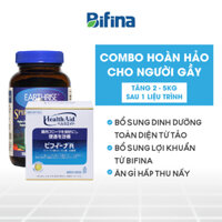 Combo tăng cân Tảo Mặt Trời Earthrise Spirulina Gold Plus và Men vi sinh Bifina R Nhật bản 60 gói