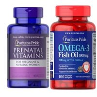 Combo tăng cường sức đề kháng bổ mắt não cho mẹ và bé Puritan's Pride Prenantal multivitamin - Omega 3 fish oil 100v