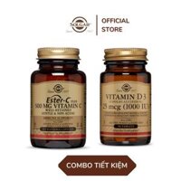 Combo Tăng Đề Kháng - Solgar Vitamin D3 1000 IU  Ester C , Vitamin C Thế Hệ Mới, Tăng Sức Đề Kháng, Miễn Dịch