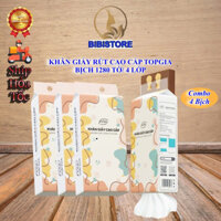 (Combo Tặng Móc) Khăn Giấy TOPGIA Đa Sắc, Giấy Rút Treo Tường Bịch 1280 Tờ 4 Lớp (BIBISTORE)