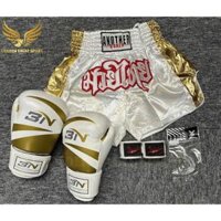 COMBO TẬP BOXING CƠ BẢN GĂNG BOXING + BĂNG ĐA + QUẦN MUAY + TẤT BẢO VỆ - TRẮNG