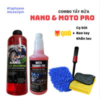 Combo tẩy rửa Xà bông rửa xe Nano Foam 1L + Tẩy rửa đa năng mạnh Moto Cleaner Pro 850ml + Quà tặng