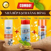 Combo Tẩy Rửa Xoong Chảo 200ml + Tẩy Đa Năng Nhà Bếp 500ml  + Bột Thông Cống 120g