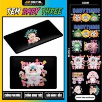 Combo Tem Sticker Baby Three Cute Dán Xe Máy Xe Điện Dán Mũ Bảo Hiểm | CB-BABYTHREE-04 | Tem Xe Máy