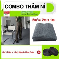 Combo thảm trải sàn nỉ decor phòng, thảm lót sàn gồm, BĂNG GAI DÁN THẢM, GẠT KEO, khổ rộng 2m (combo 5m2)