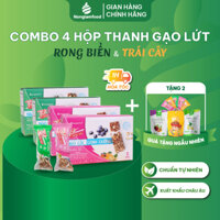 Combo thanh năng lượng gạo lứt Eat Clean (Chà bông/Rong biển/Trái cây) Nonglamfood hộp 136g 8 thanh