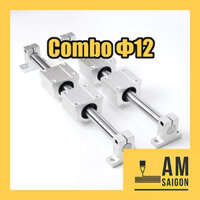 COMBO THANH TRƯỢT TRÒN 12MM - 4 CON TRƯỢT SC12 + 4 GỐI ĐỠ 12 + 2 THANH TRƯỢT PHI 12MM