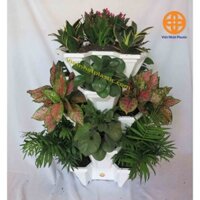 Combo tháp trồng cây, trồng rau hữu cơ, dâu tây ( 6 chậu 1 tháp )